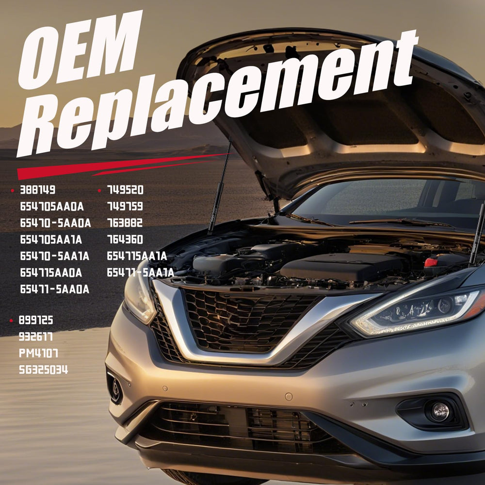 Vepagoo packaging for Nissan Murano hood struts with clear specs