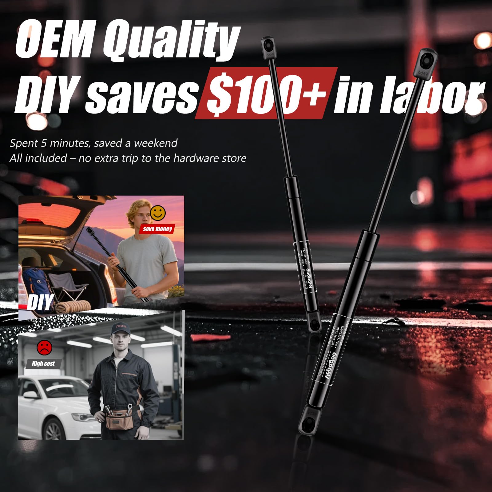 Vepagoo rear hatchlift struts for durable trunk access
