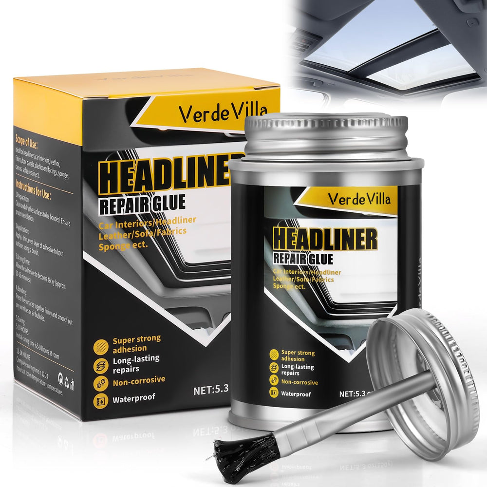 VerdeVilla headliner glue with built-in cap brush for precise cap applications