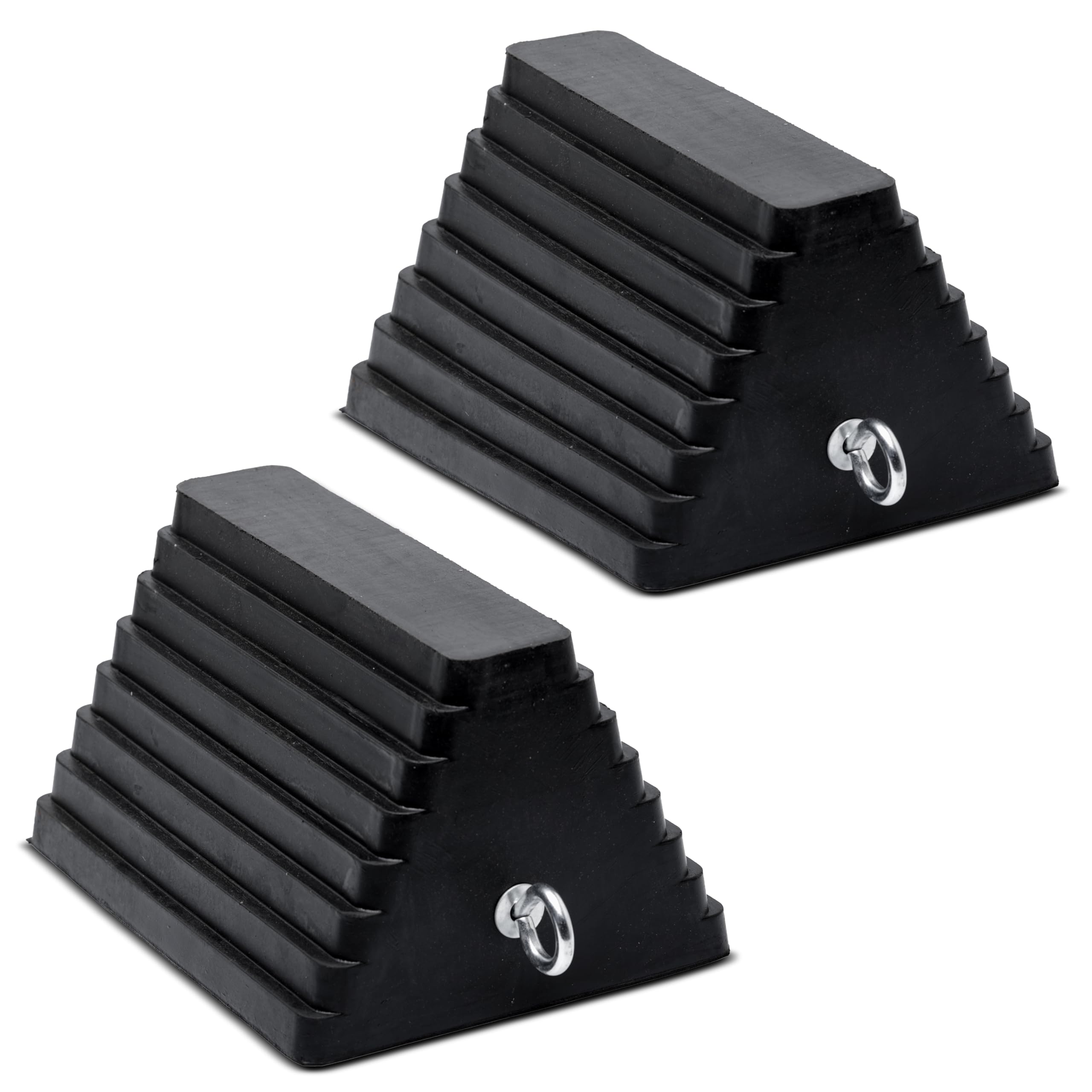 Vergo XL wheel chock 2-pack, heavy-duty molded rubber for trucks.