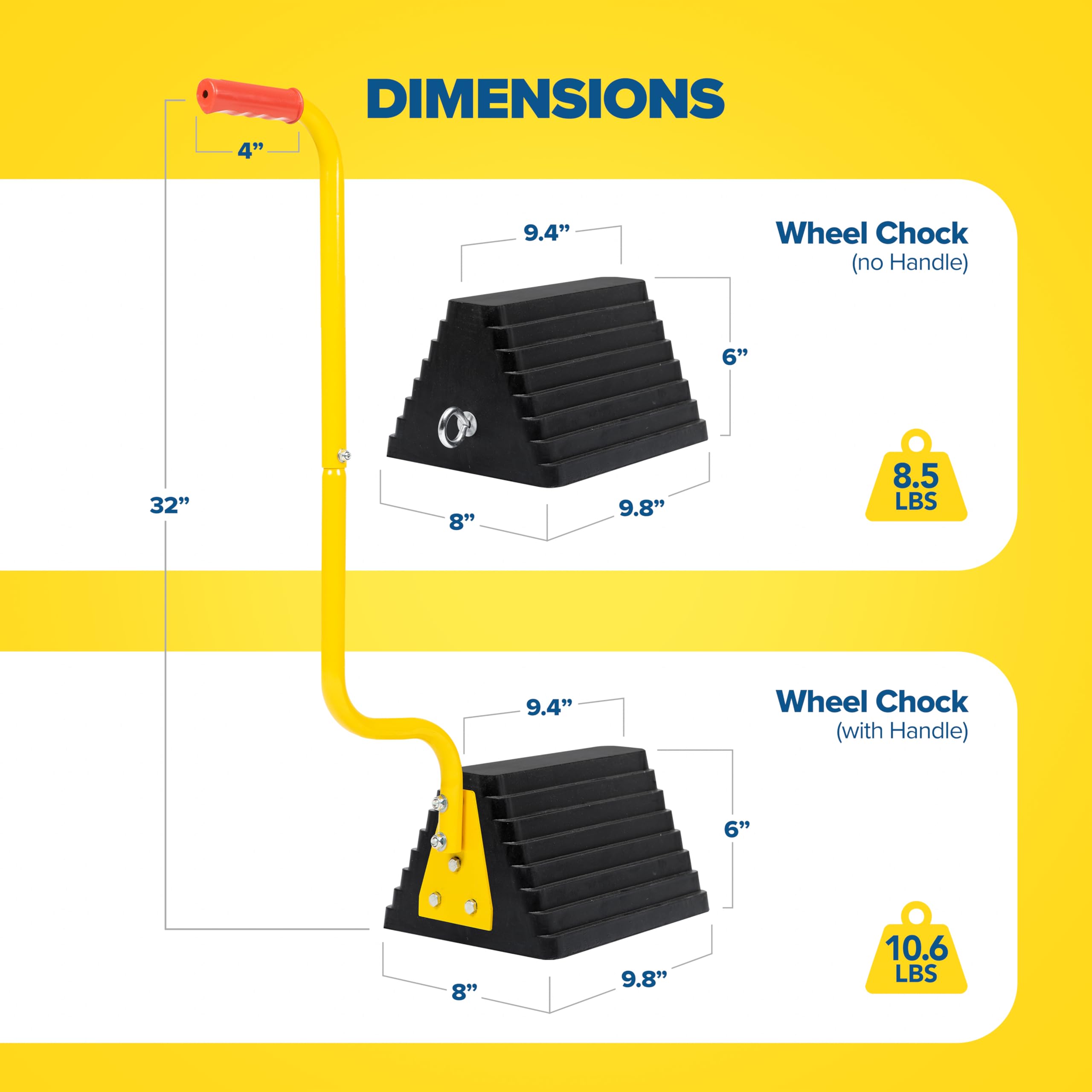 Vergo XL wheel chock bottom texture enhances ground friction.