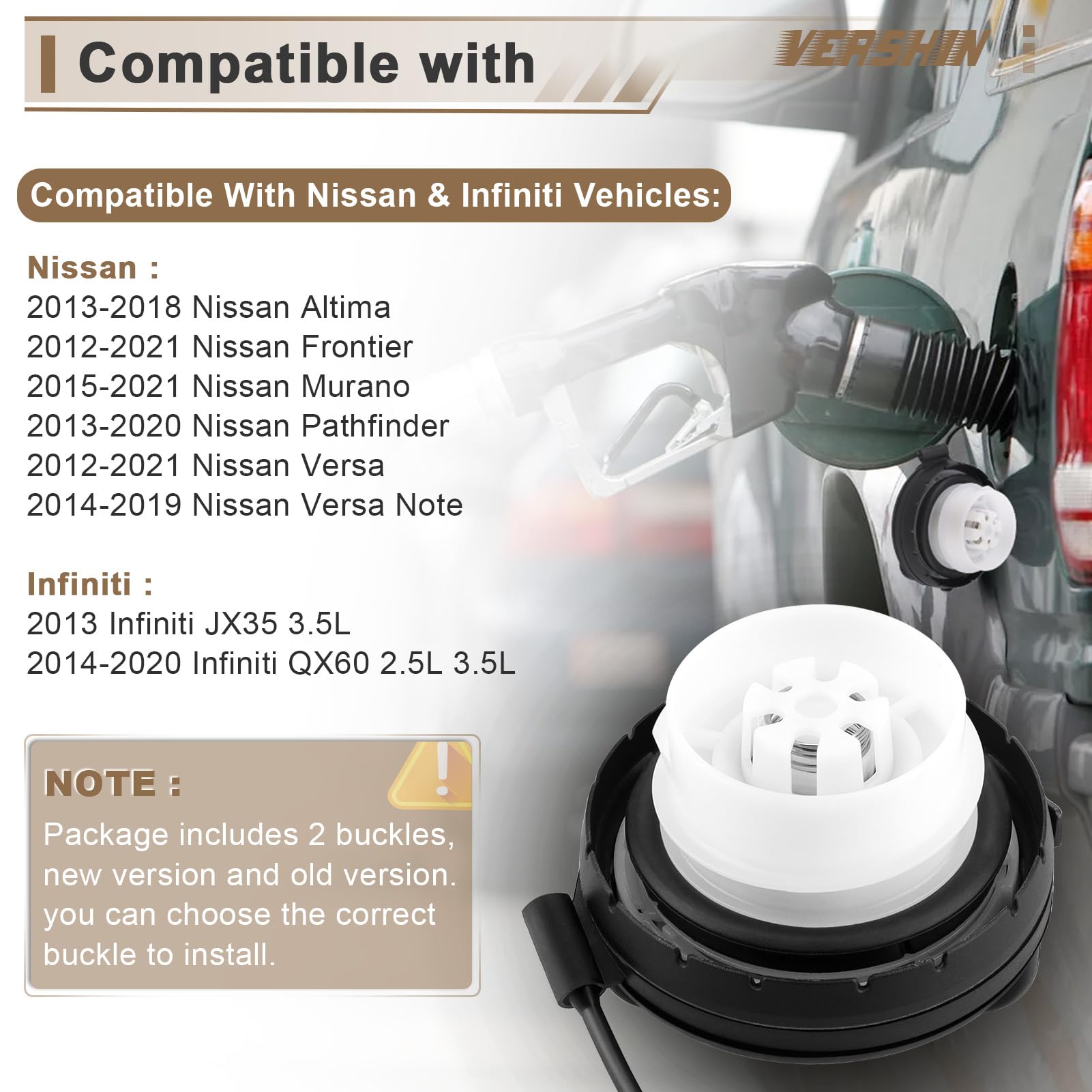 Vershin gas cap compatibility with Infiniti QX60 for secure SUV sealing.