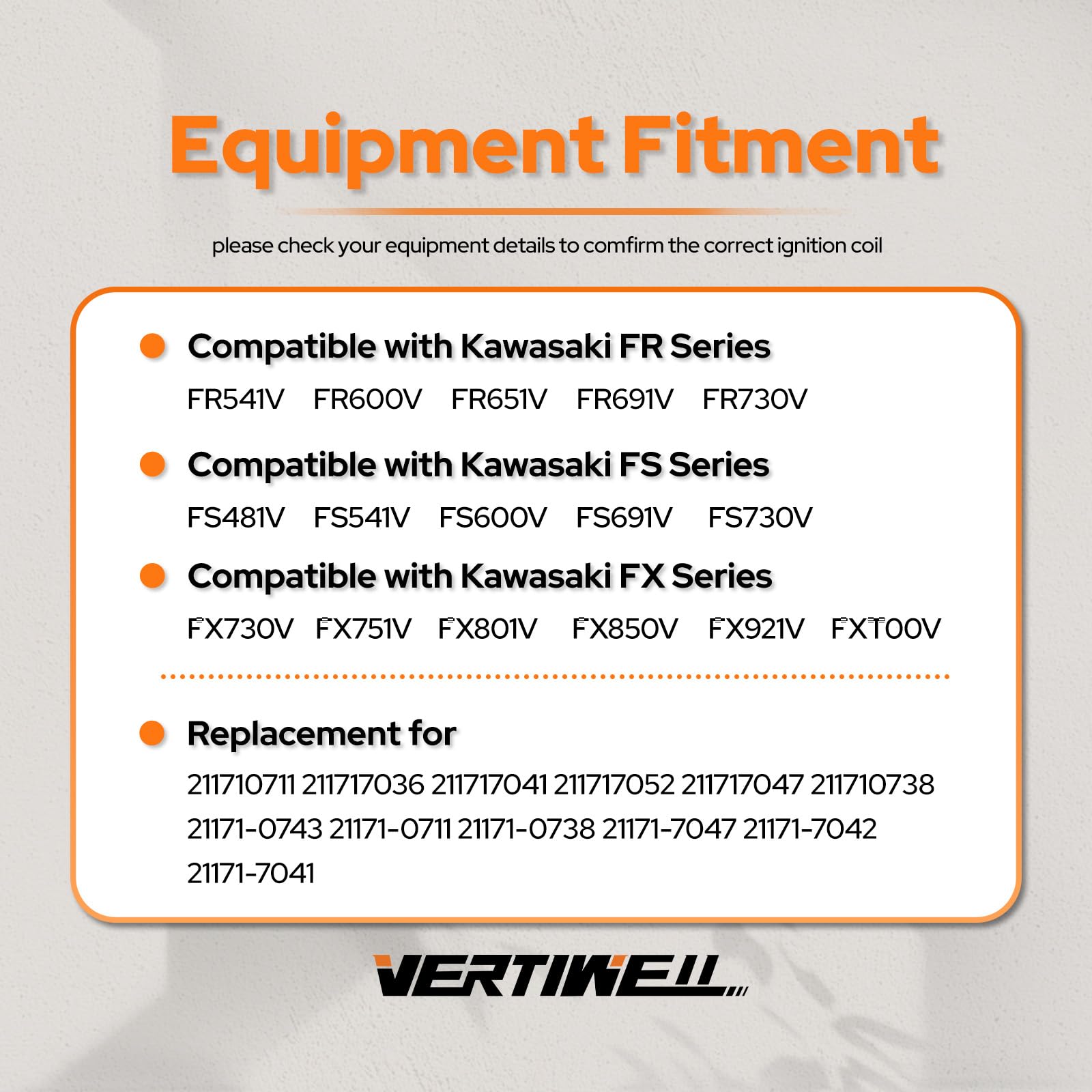 Vertiwell two‑pack ignition coils for Kawasaki FR691V for quick swap and strong ignition