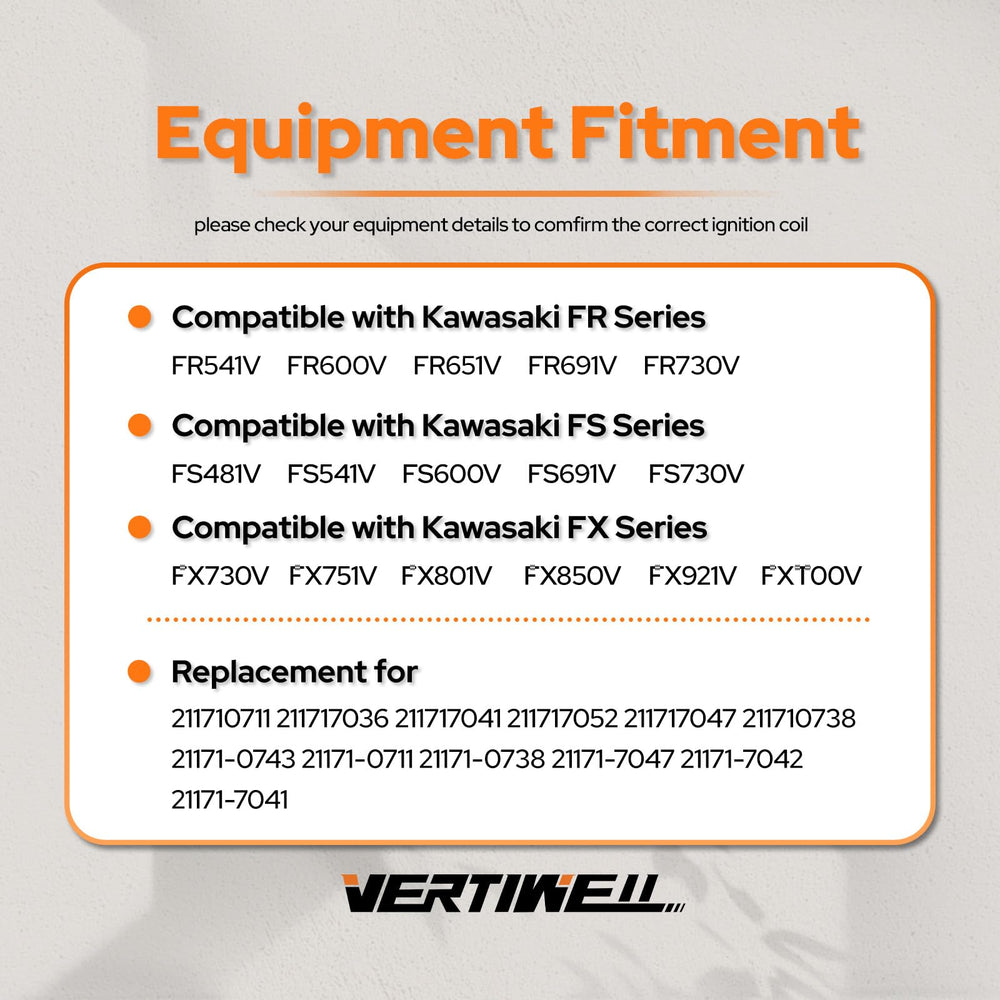 Vertiwell two‑pack ignition coils for Kawasaki FR691V for quick swap and strong ignition