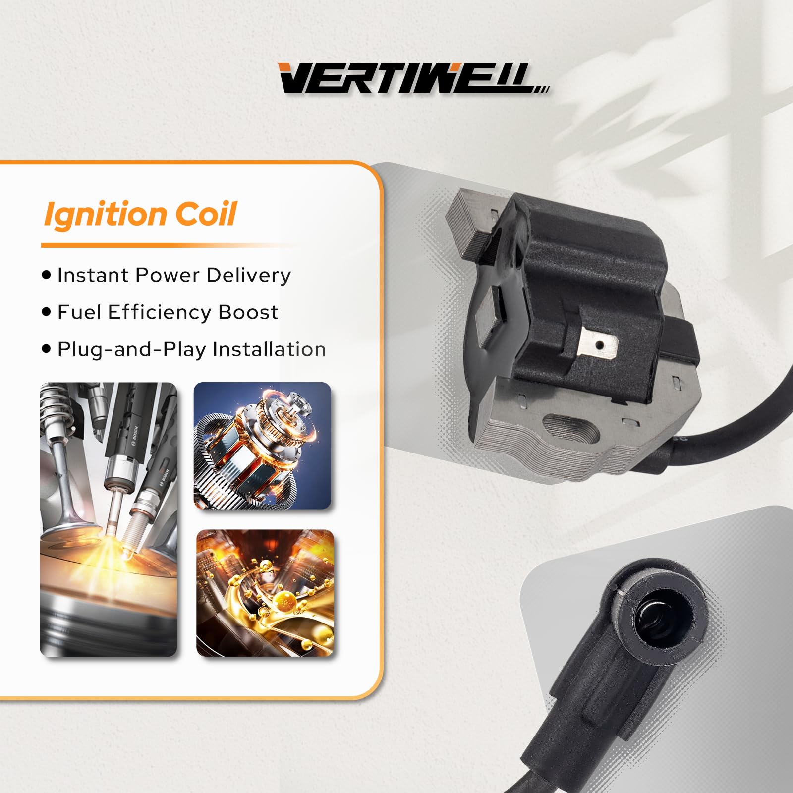Vertiwell ignition coil pair for Kawasaki FR730V offers plug‑and‑play installation