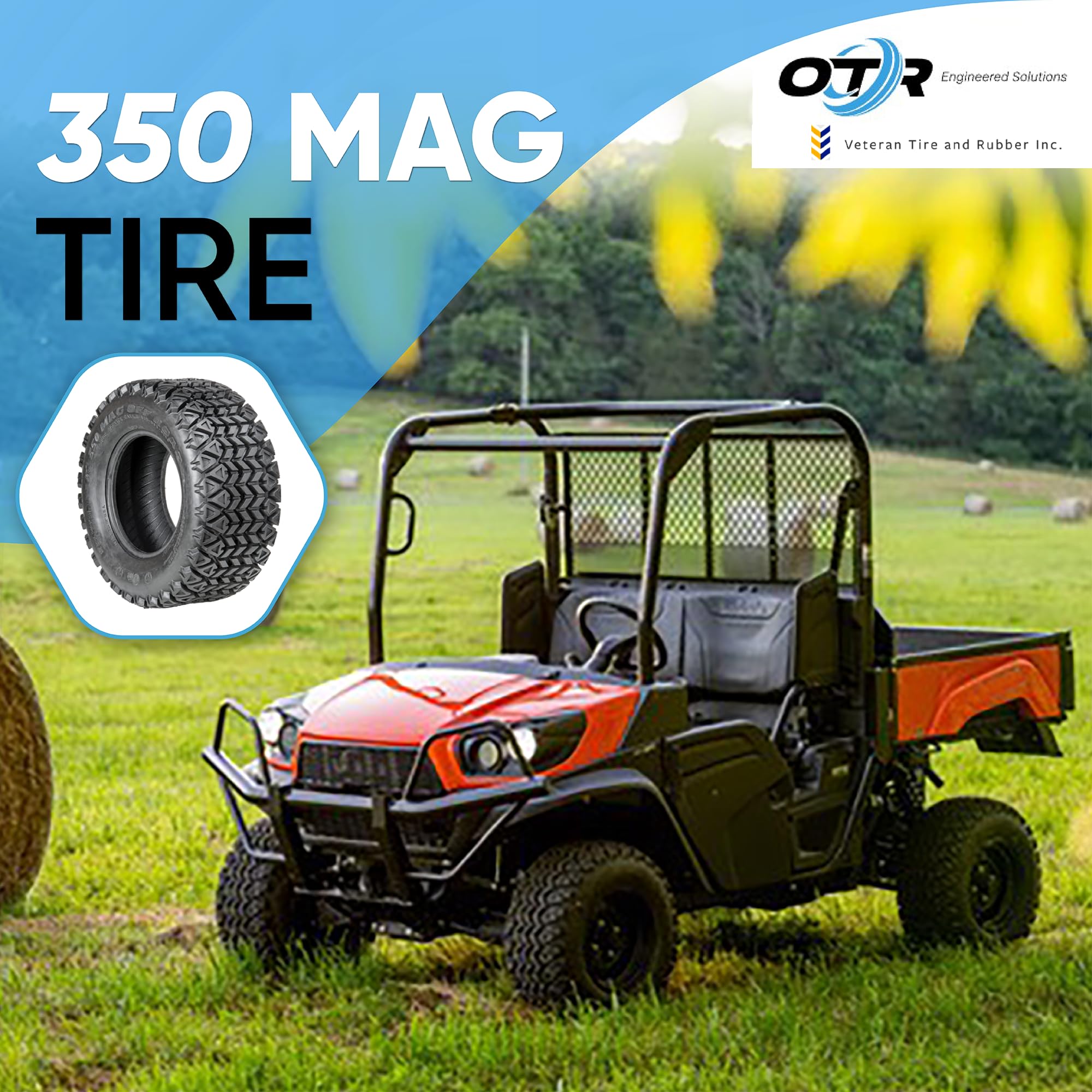 Veteran Tire OTR 350 Mag tread close-up with diamond lugs for grip