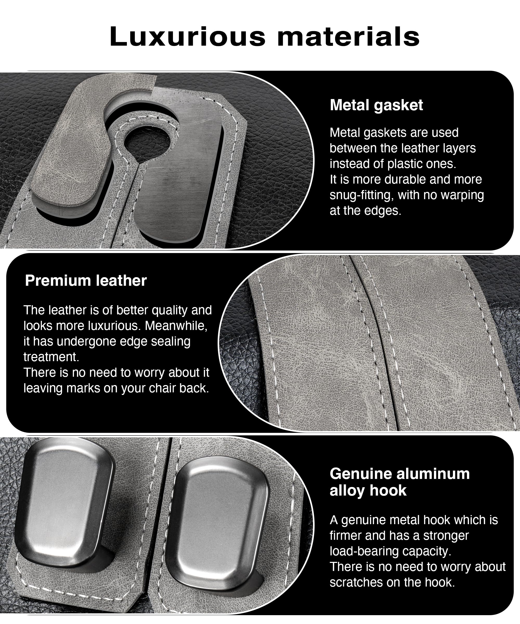VETERBONE luxury leather car hanger adds premium interior appeal.