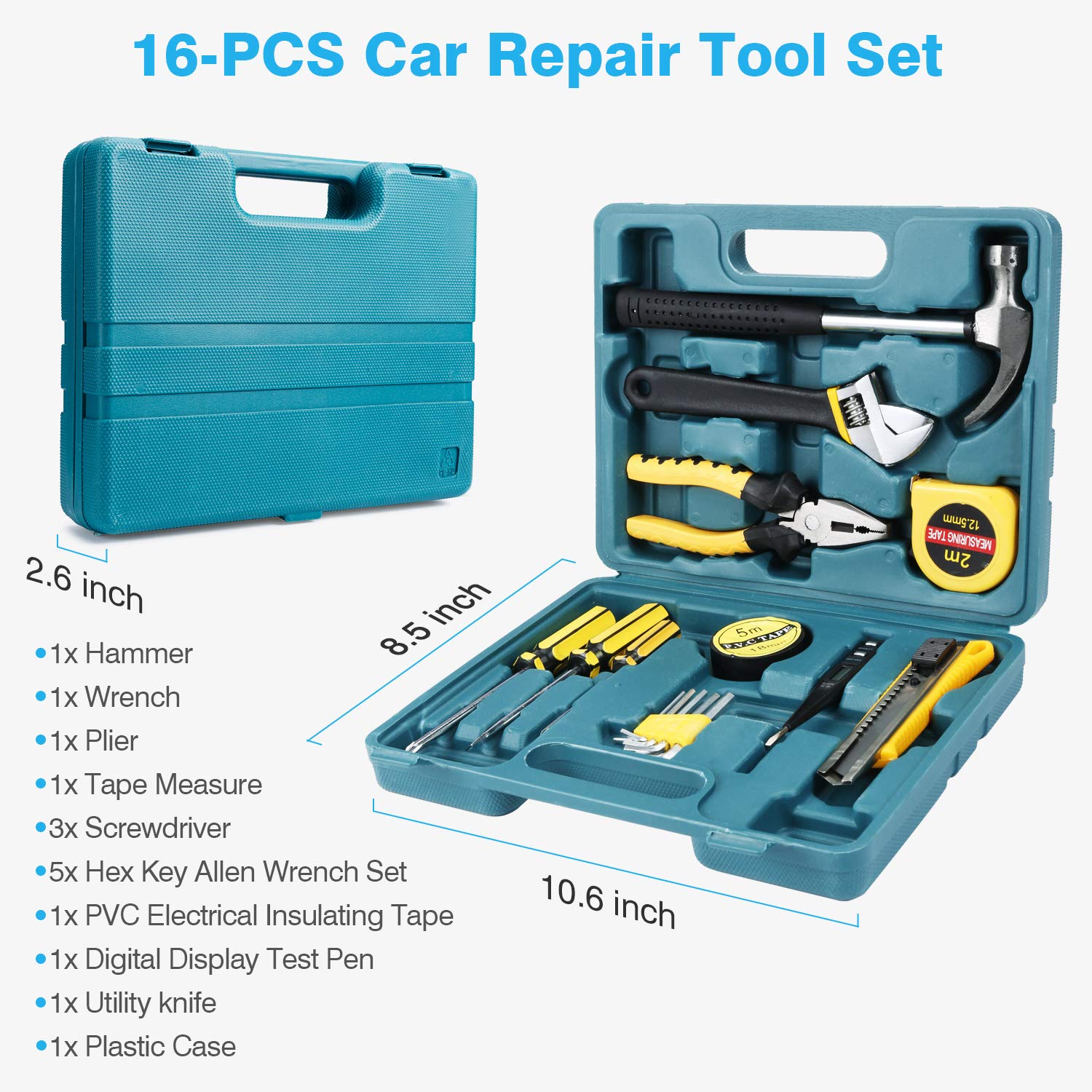 Vetoos kit includes tire pressure gauge for accurate checks before trips.