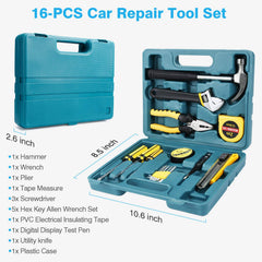 Vetoos kit includes tire pressure gauge for accurate checks before trips.