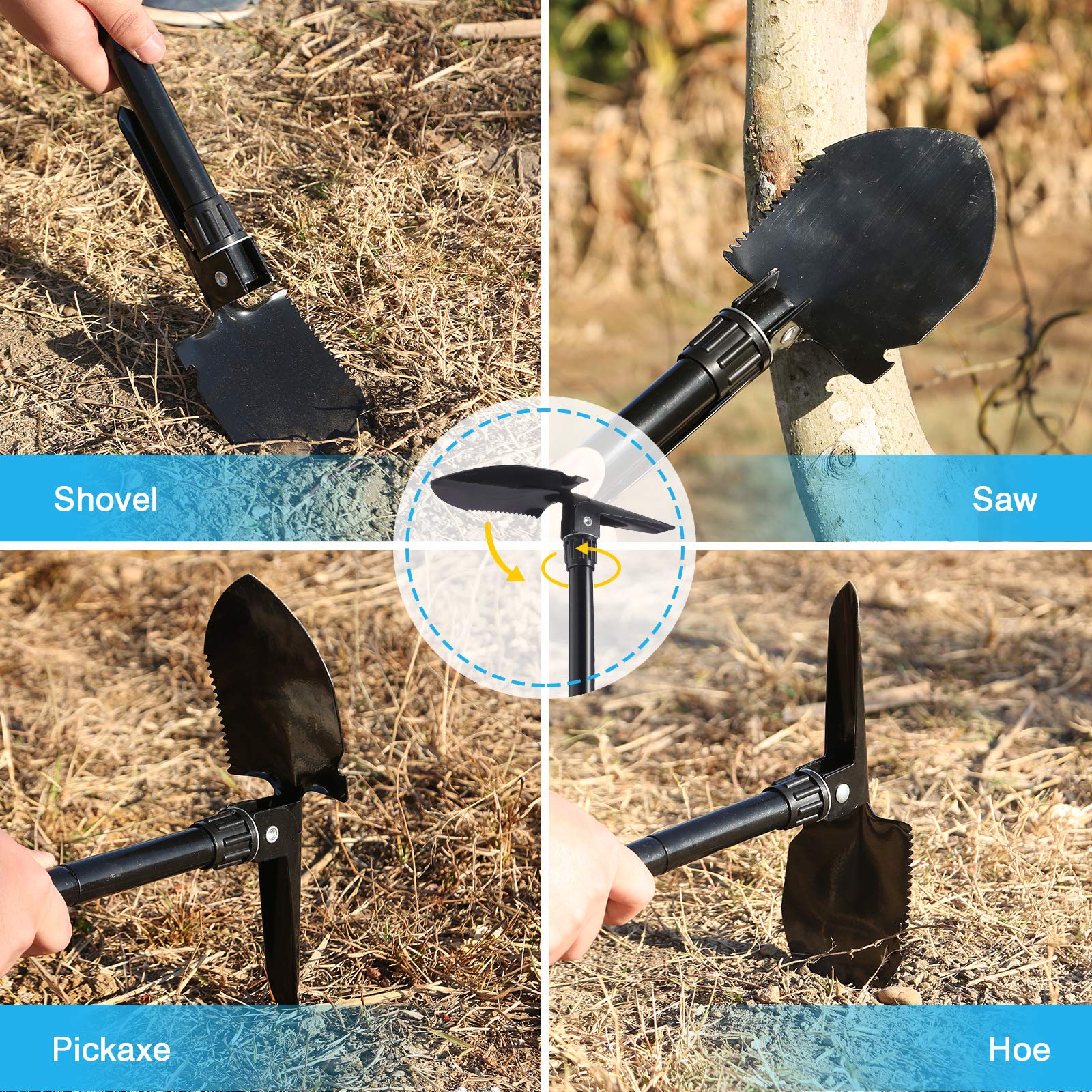 Vetoos foldable survival shovel ready for digging or shoveling in tough spots.