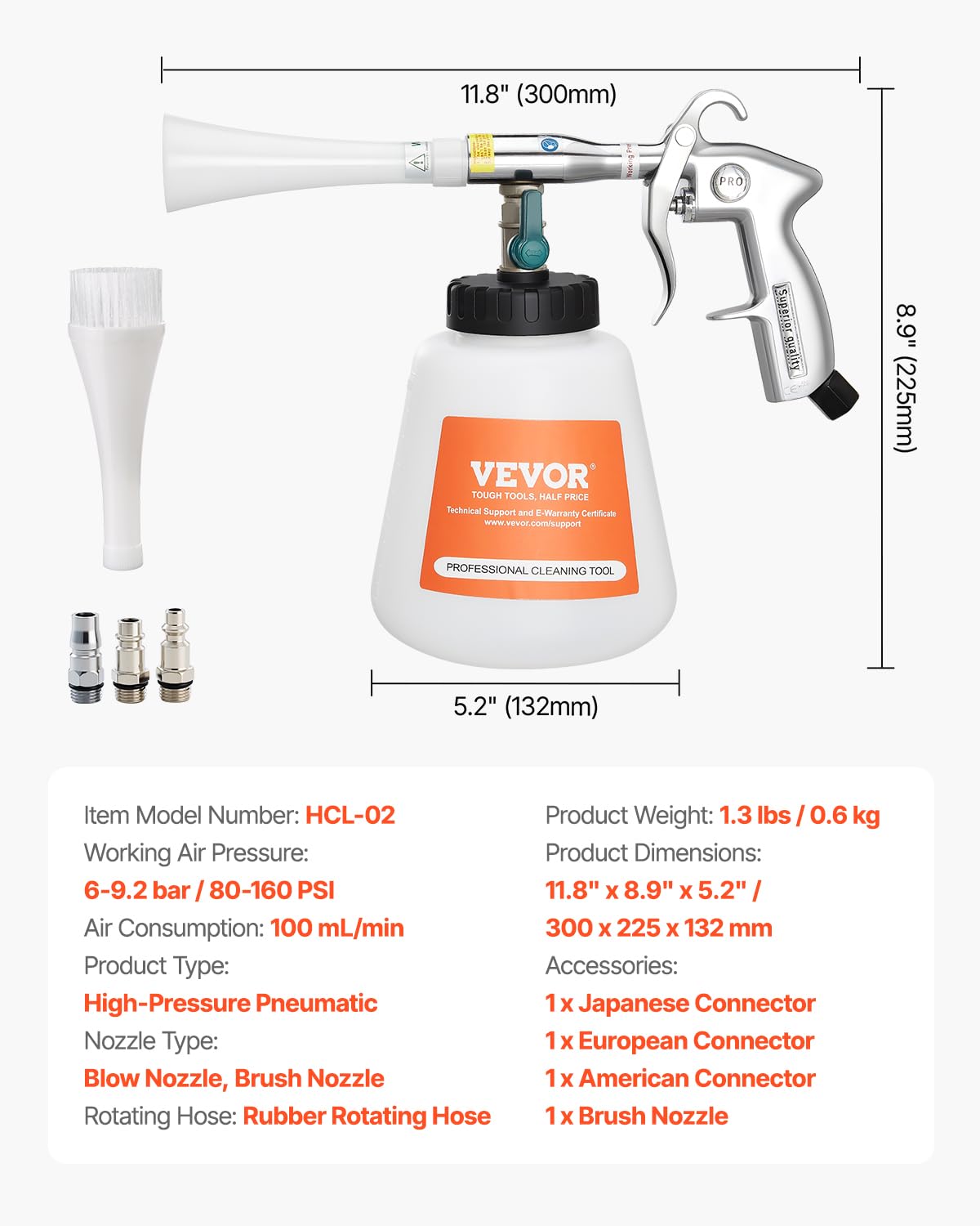 VEVOR 1/4 NPT connector supports standard hoses for easy setup.