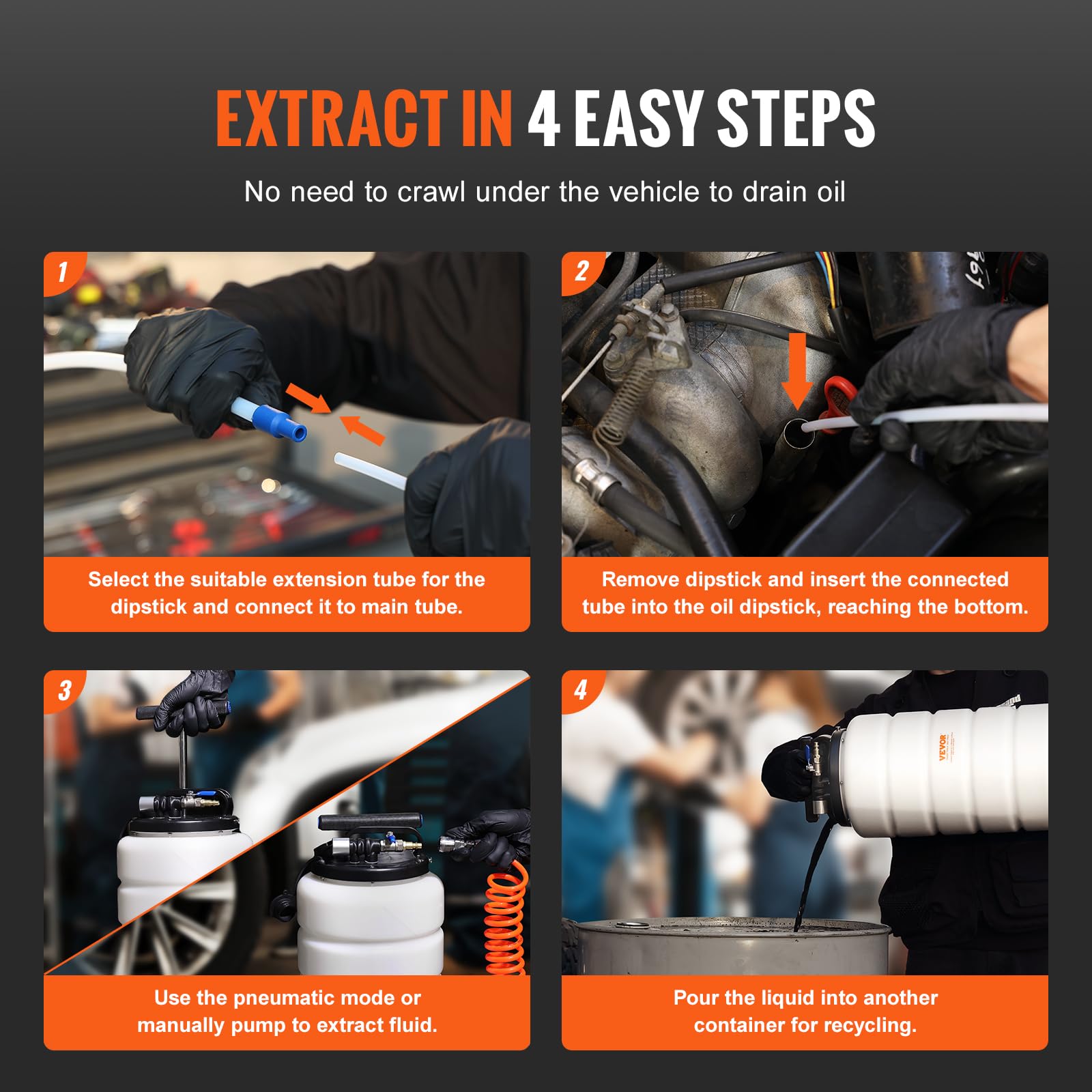 Extension tube 1 of VEVOR extractor providing extra reach