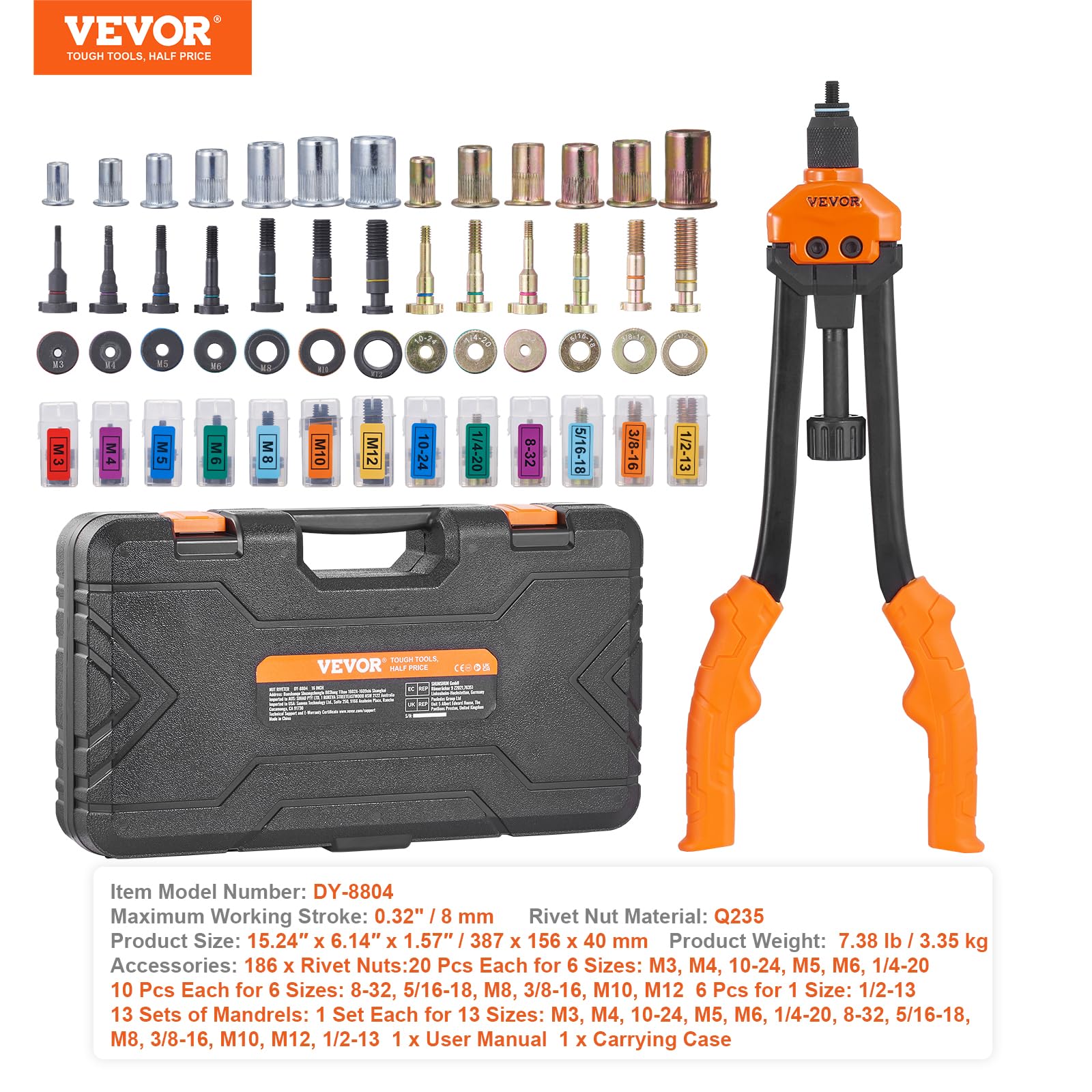 VEVOR durable alloy and steel construction for long-term use