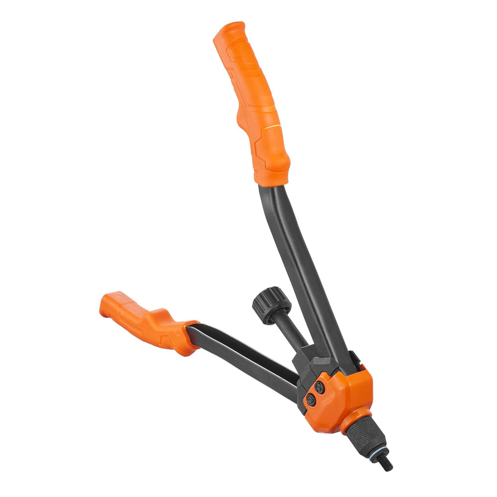 VEVOR tool in use on metal surfaces for strong rivets