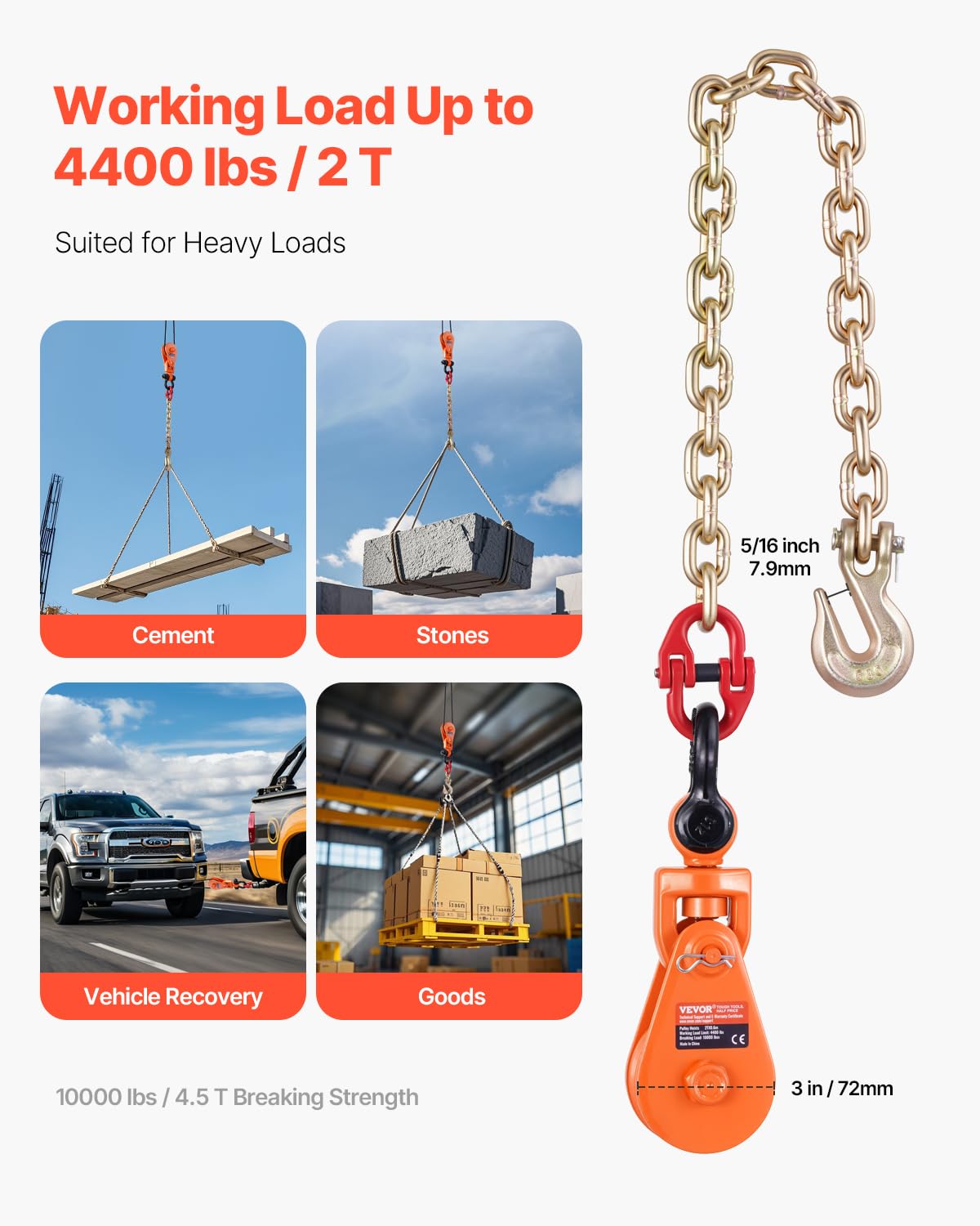 VEVOR 180 degree swivel ring adjusts pull angle in tight spots