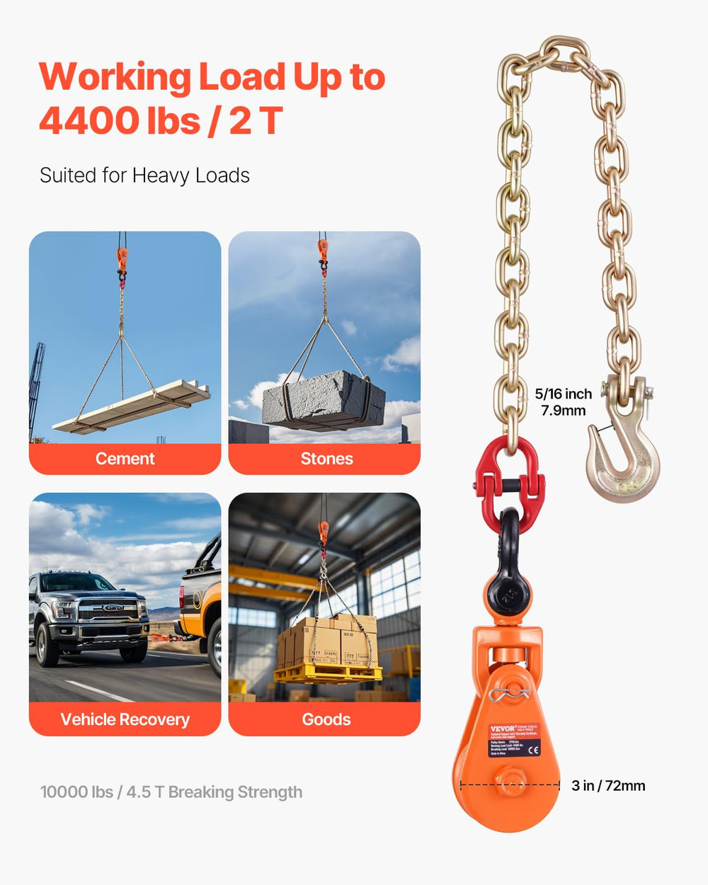 VEVOR 180 degree swivel ring adjusts pull angle in tight spots