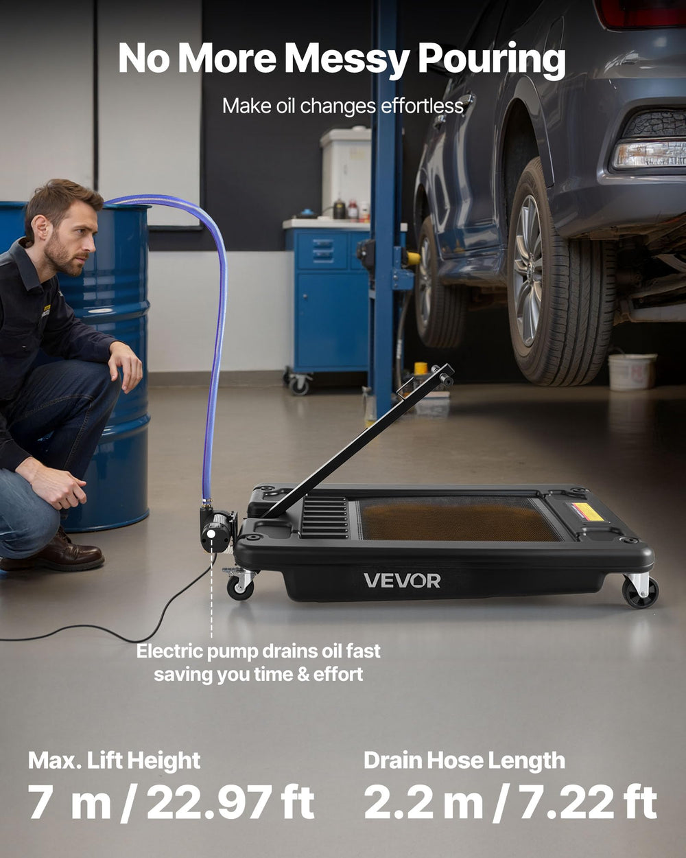 VEVOR 180W electric pump enables quick drainage from vehicles.