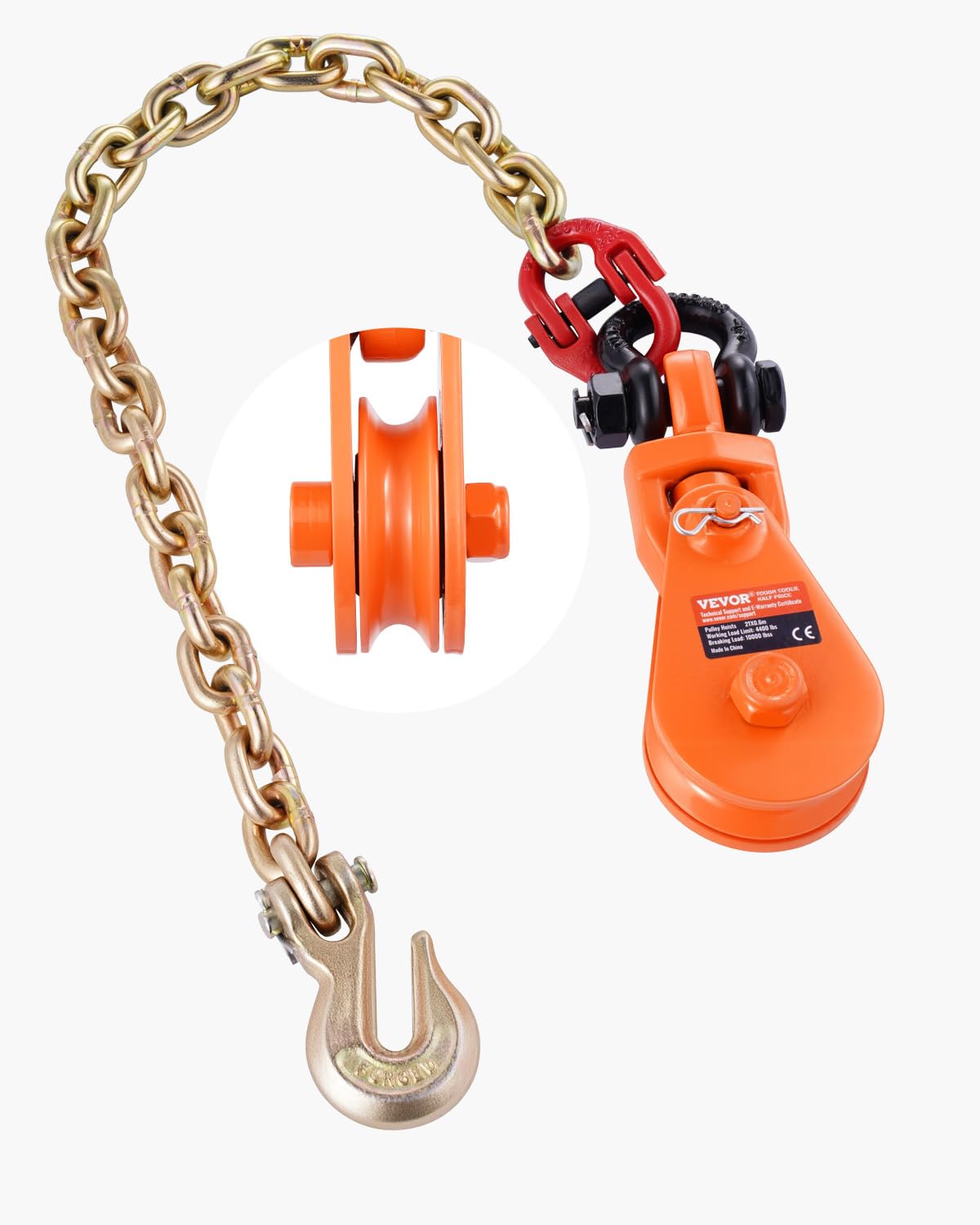 VEVOR 2 ton snatch block with G80 chain for rugged towing setups
