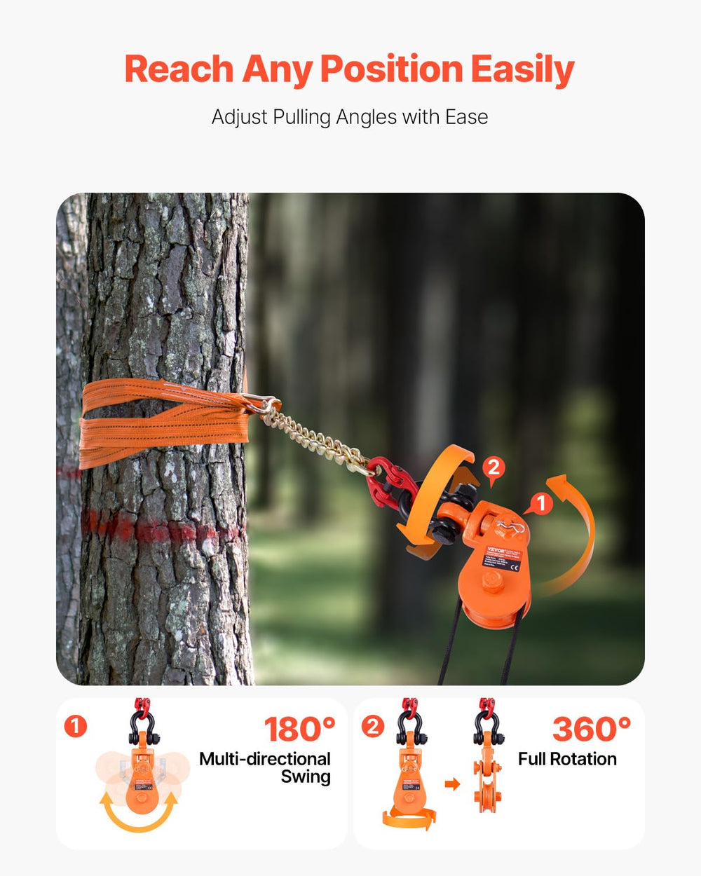 VEVOR 360 degree rotating hook enhances lifting versatility