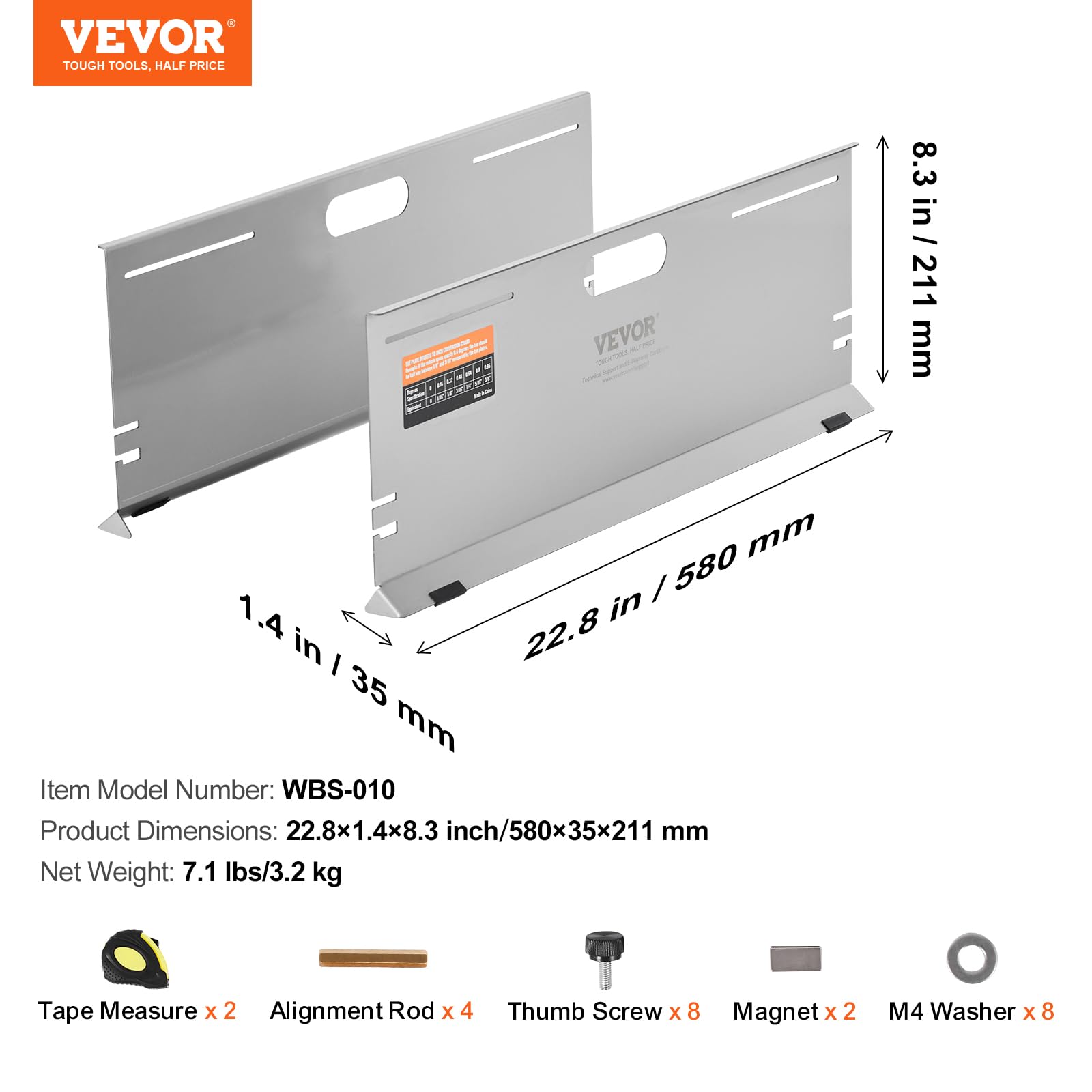 VEVOR 5 m measuring tapes with fine 1/32 inch increments.