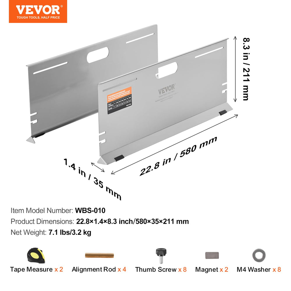 VEVOR 5 m measuring tapes with fine 1/32 inch increments.