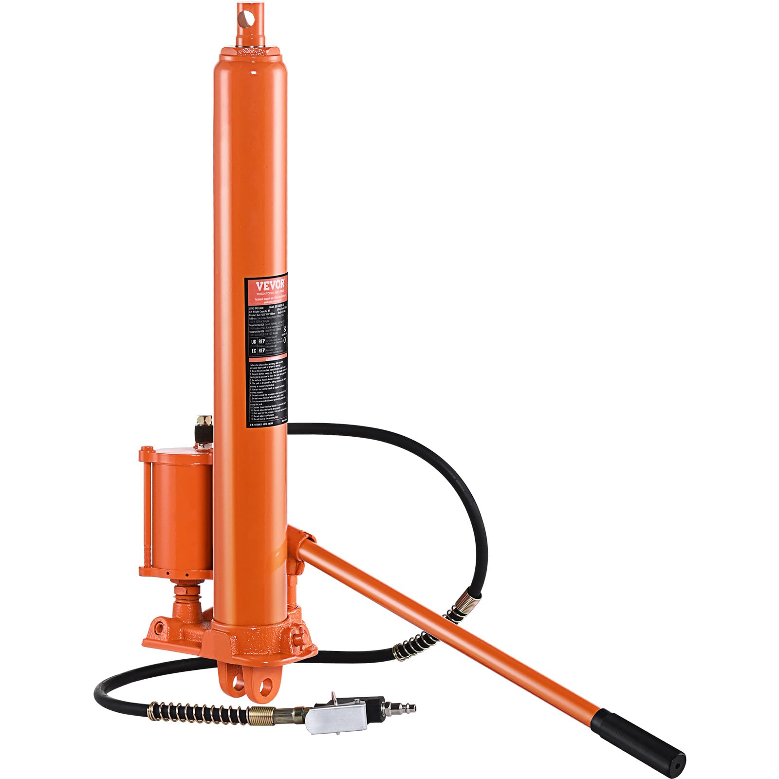 VEVOR 8-ton hydraulic long-ram jack front view for engine lifts in garages