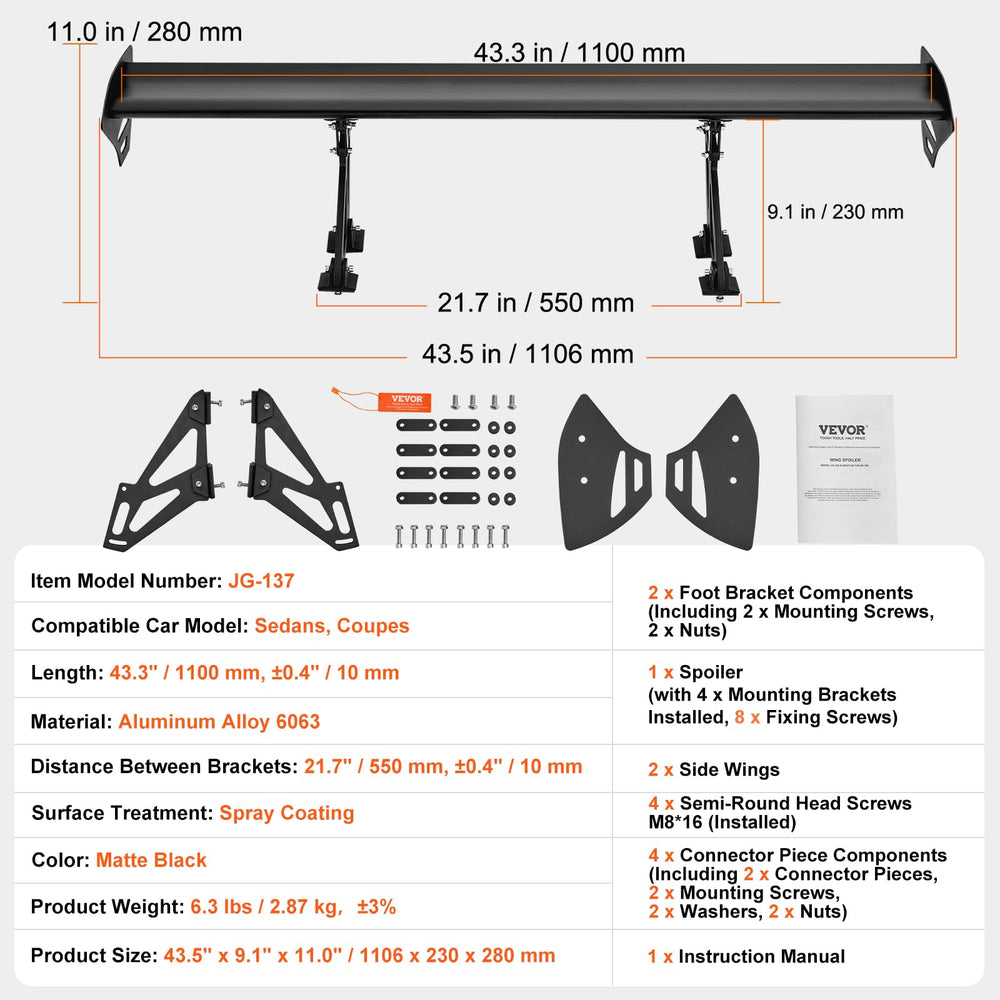 VEVOR adjustable brackets allow you to customize angle and appearance.