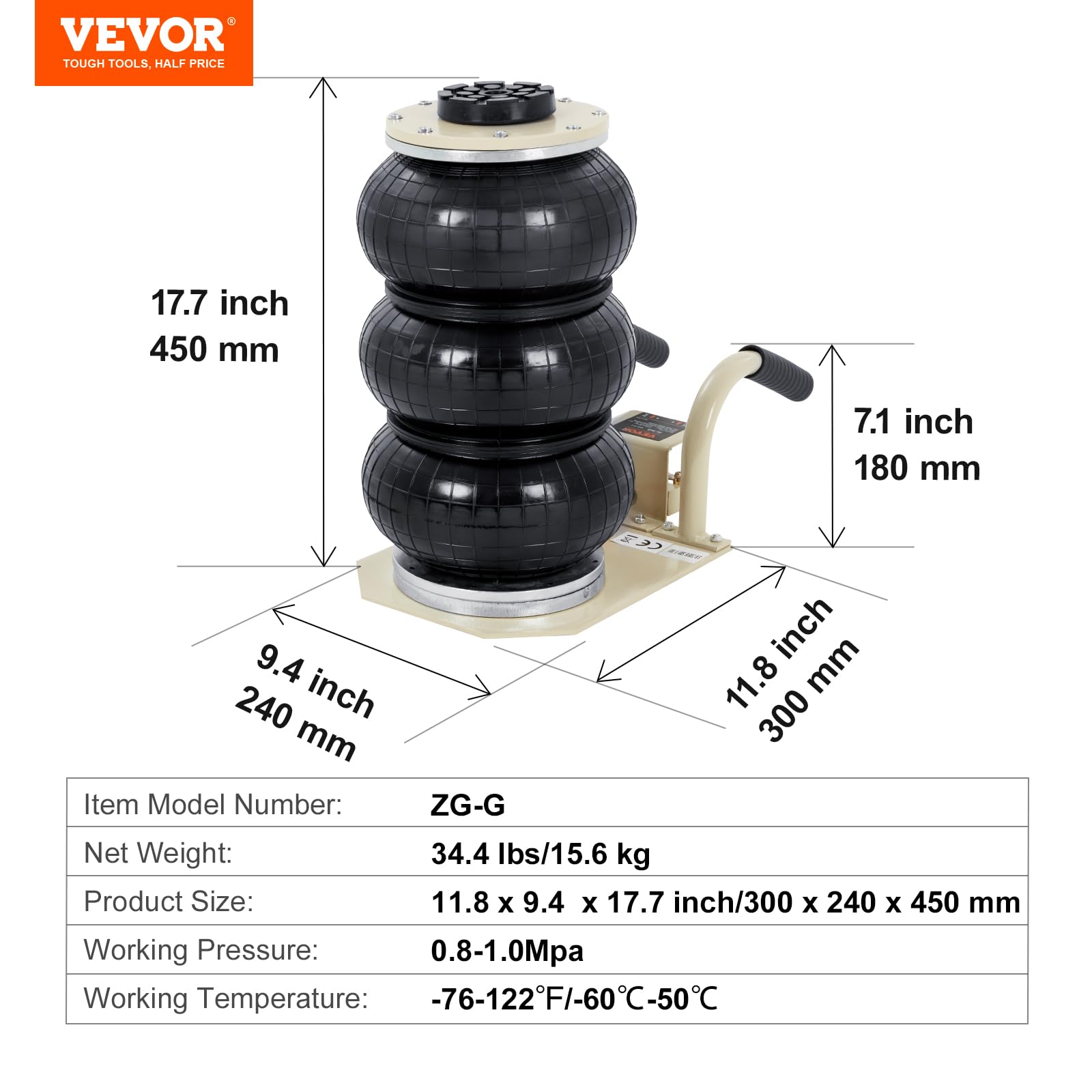 VEVOR air jack three-layer airbag for durability
