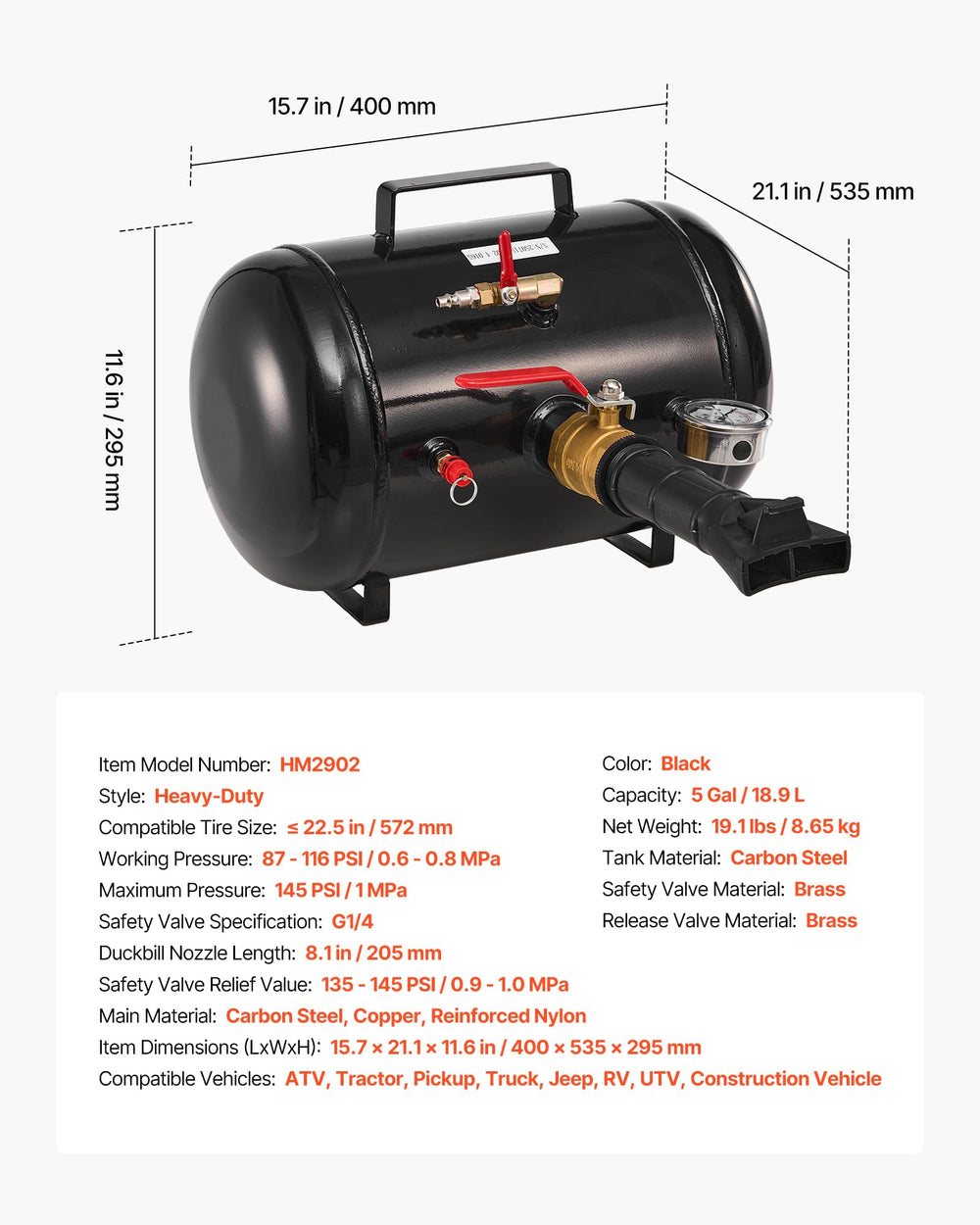 VEVOR pressure gauge reads accurately during bead seating.