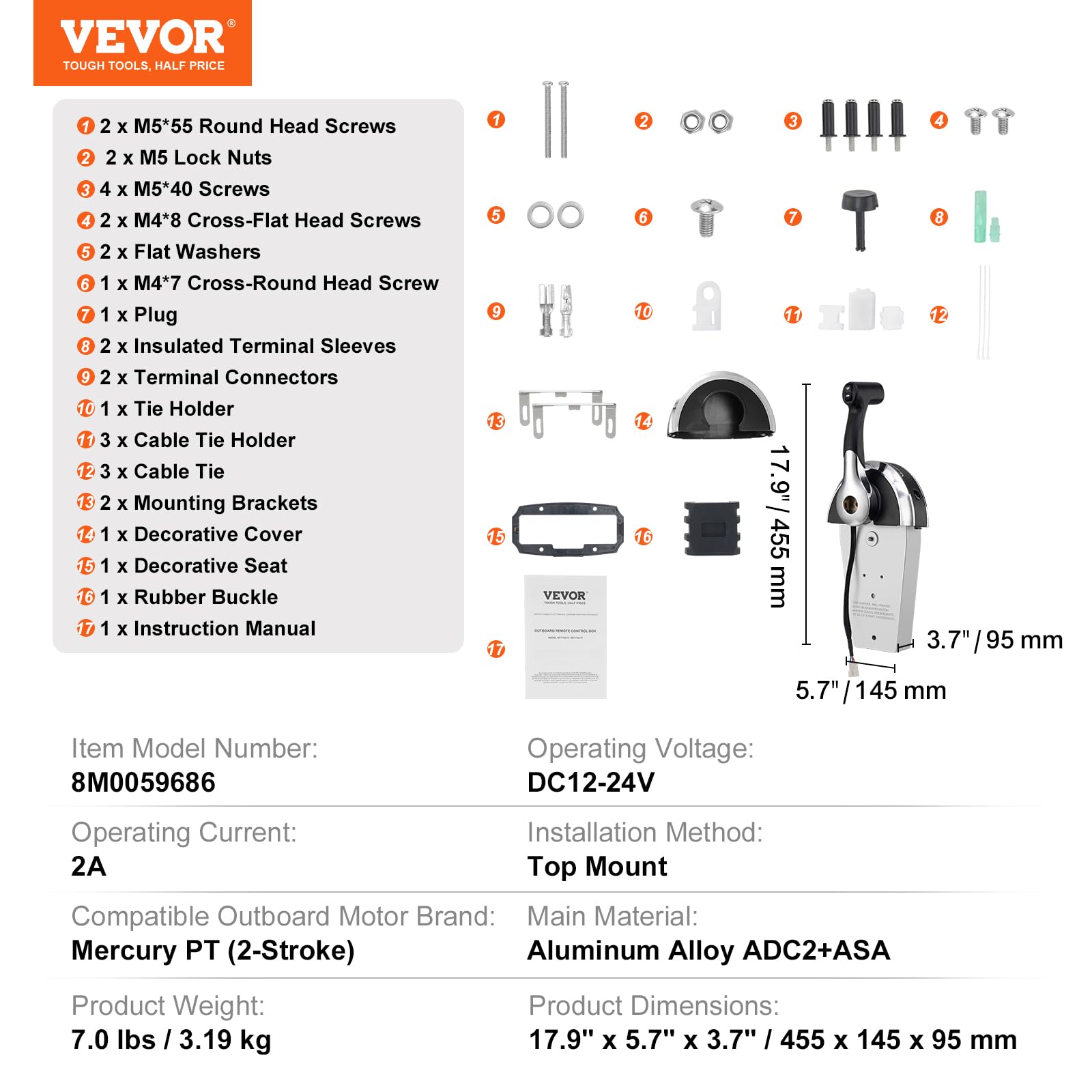 VEVOR aluminum ADC2+ASA shell delivers robust, crack-resistant construction