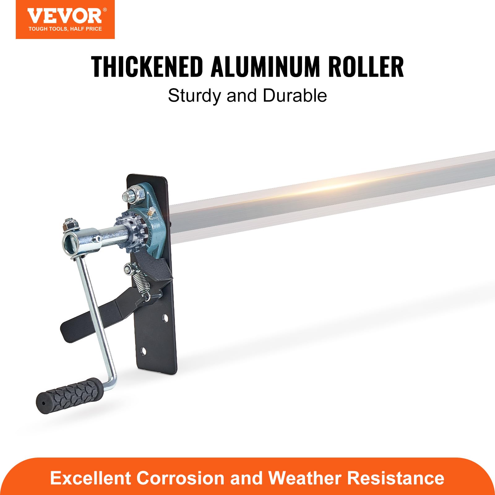 VEVOR aluminum alloy tarp roller body, corrosion-resistant for tough outdoor work.