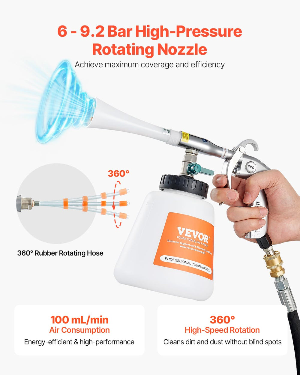 VEVOR aluminum body for durable and lightweight handling.