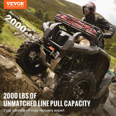 VEVOR 12V motor close-up demonstrates durable power for reliable pulls.