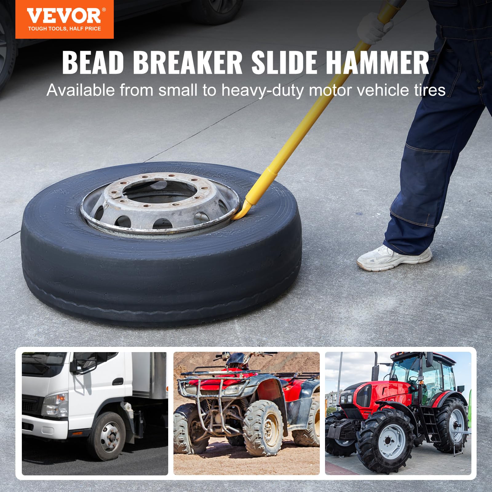 VEVOR bead breaker with spring impact delivers swift bead separation safely