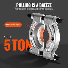 5-ton pull capacity supports heavy-duty bearing separation on vehicles and equipment.