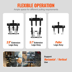 Small separator 1.2-2.0 inches enables compact bearing disassembly in tight spaces.