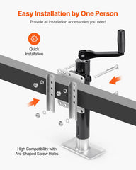 VEVOR bolt-on trailer jack on tongue enabling quick installation