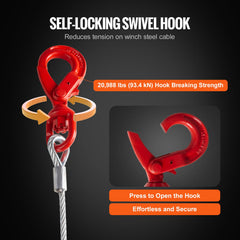 VEVOR orange warning stripe on cable helps monitor winching limits.
