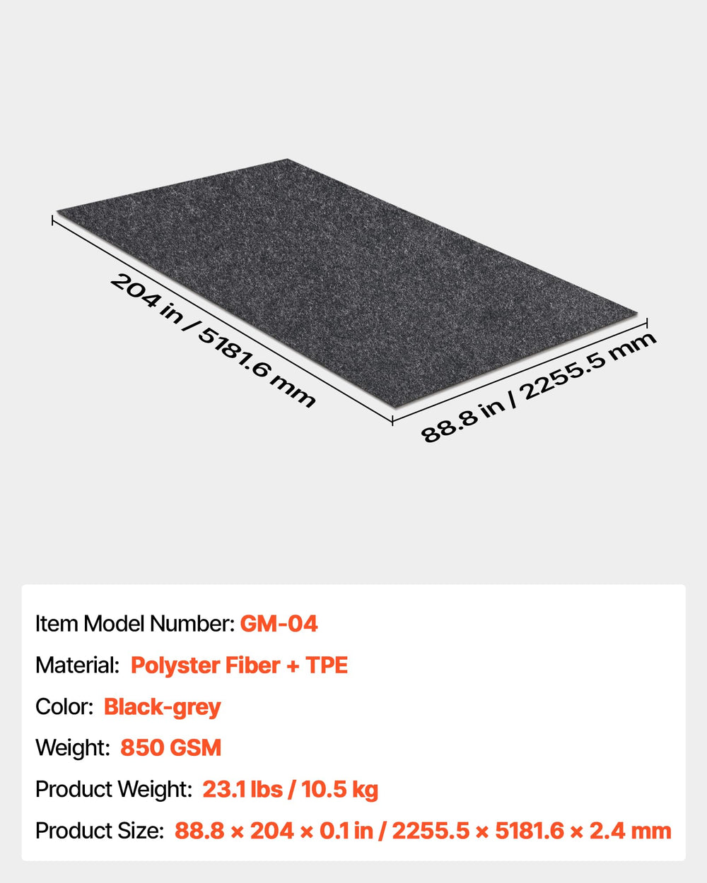 VEVOR mat features durable edges for long-lasting protection