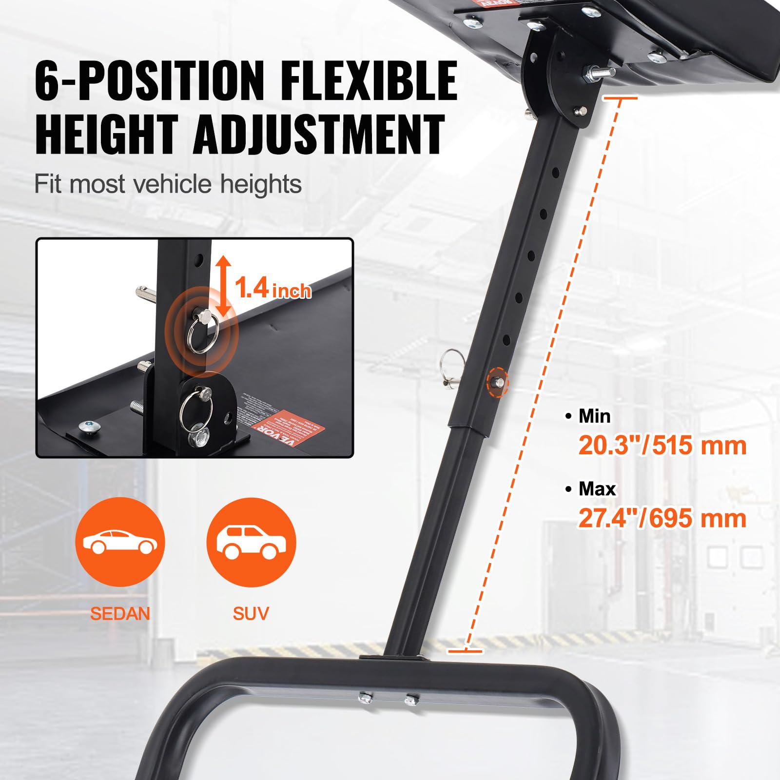 VEVOR creeper supports up to 330 lbs for sturdy repairs