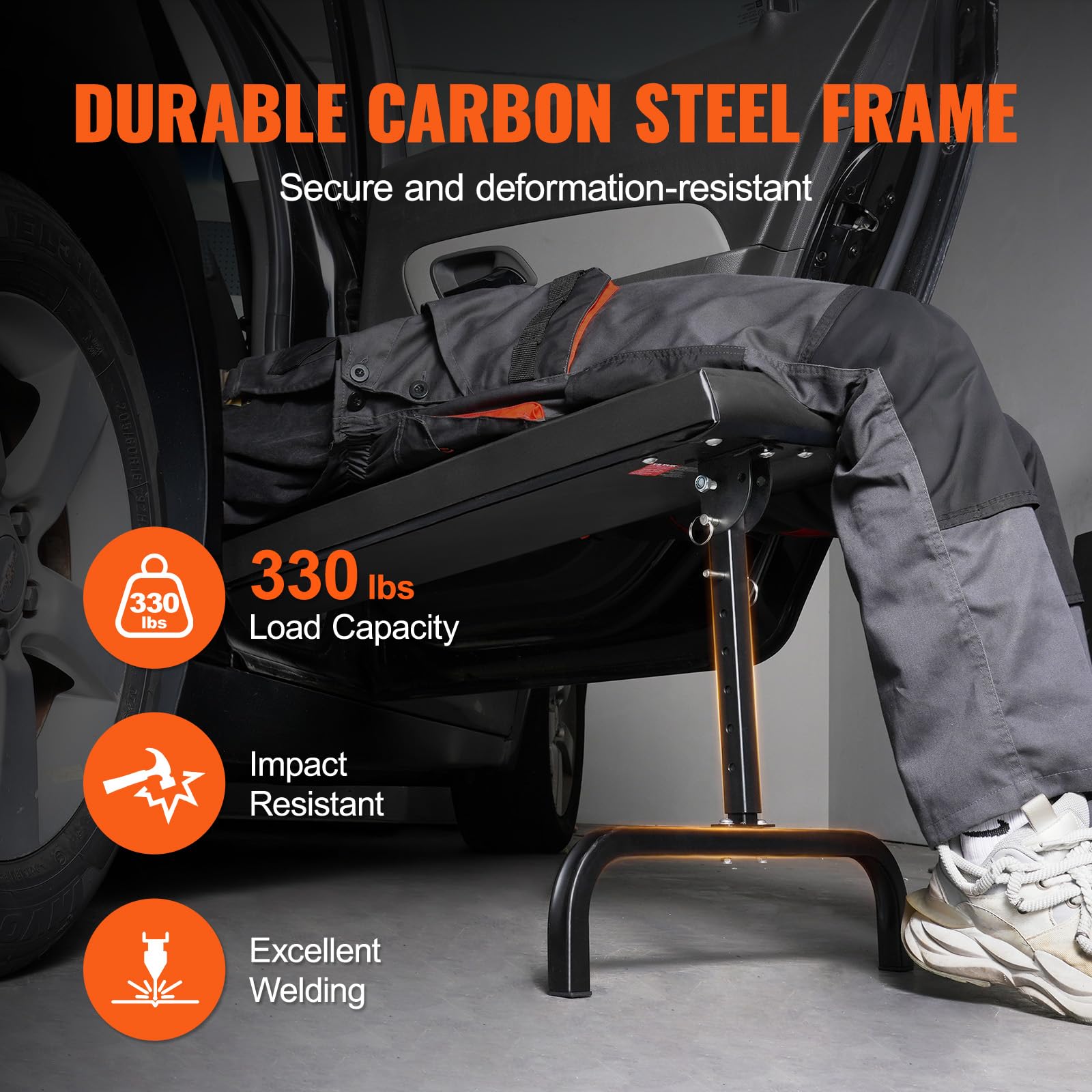VEVOR carbon-steel creeper offers durable construction for jobs