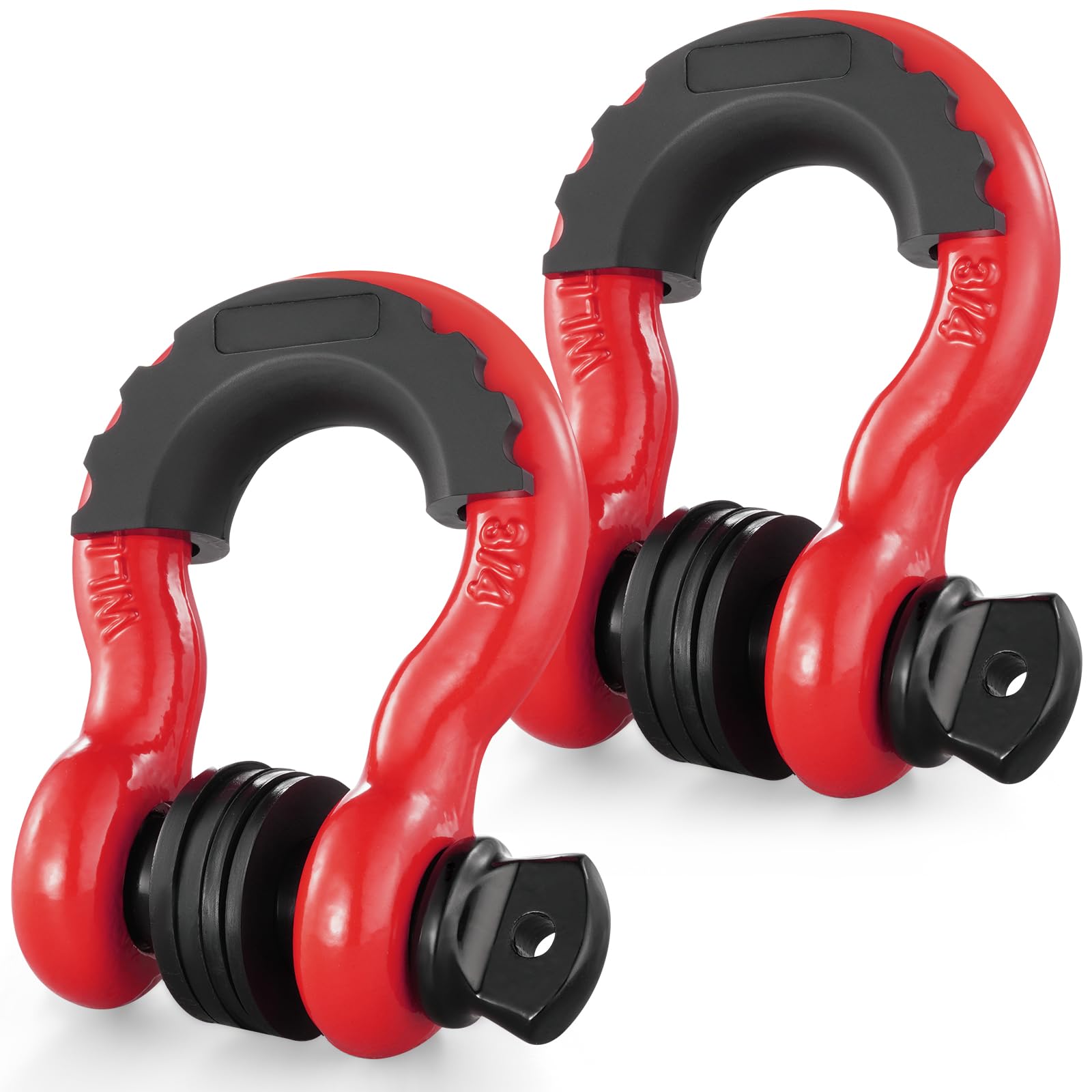 VEVOR red D-ring shackle close-up with screw pin for secure recovery