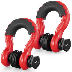 VEVOR red D-ring shackle close-up with screw pin for secure recovery