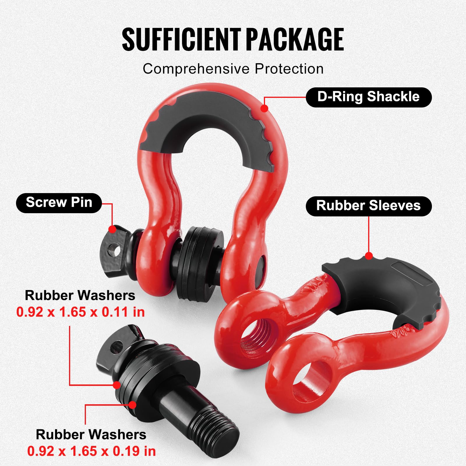 VEVOR red D-ring shackle with corrosion-resistant coating for outdoor use