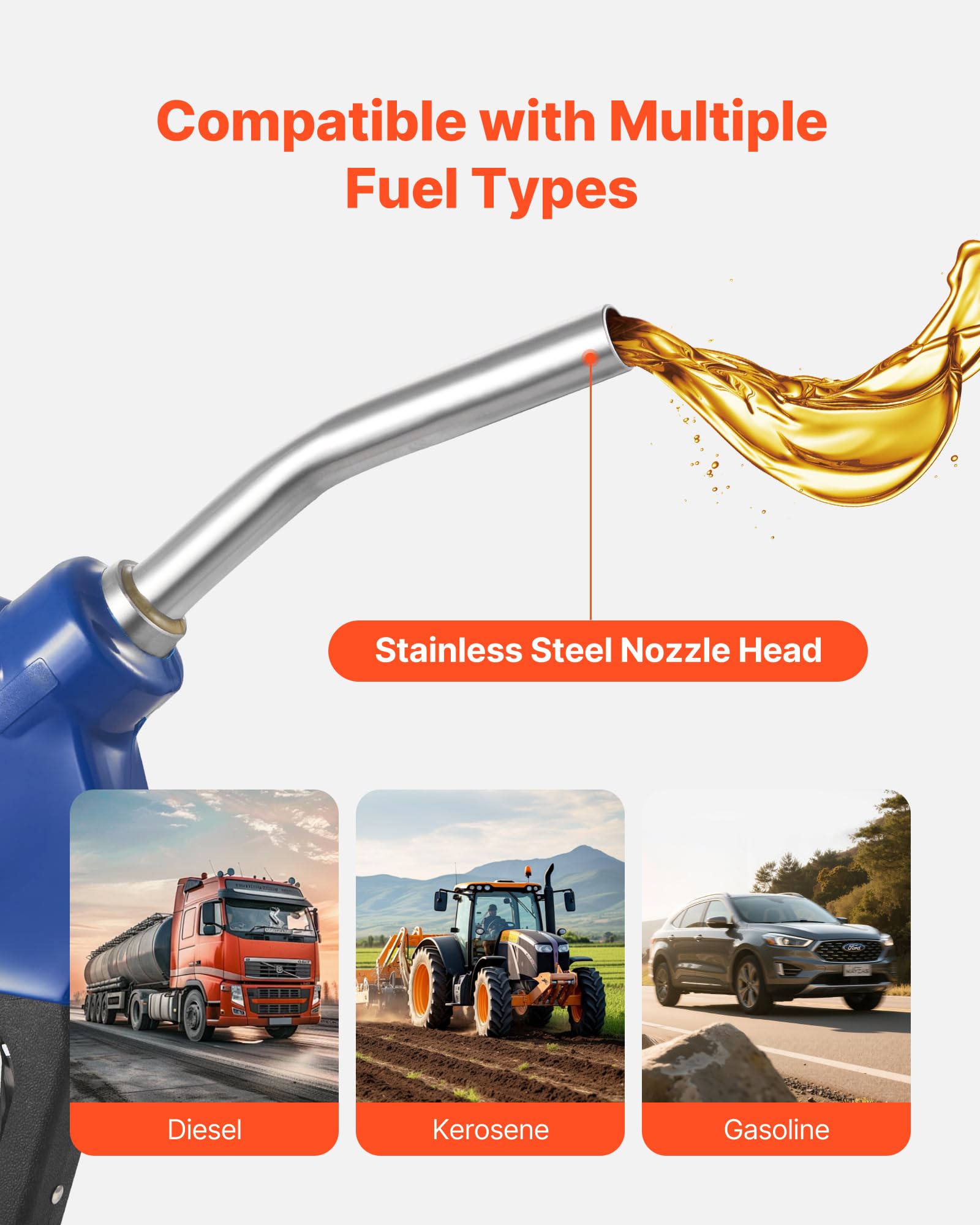 VEVOR DEF nozzle max flow 11.6 gpm at pump capability