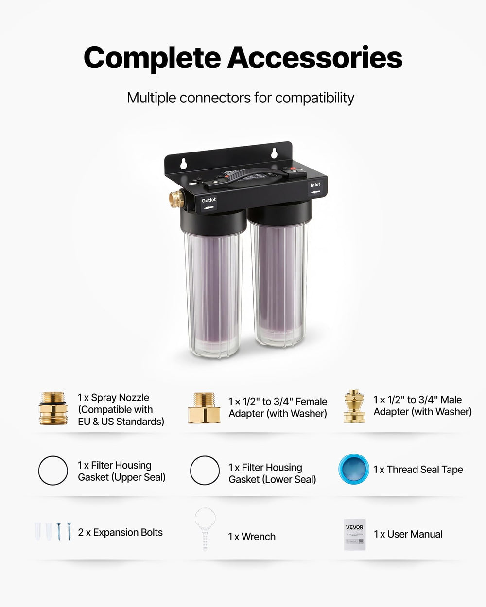 VEVOR Deionized Water System up to 50 gallons capacity