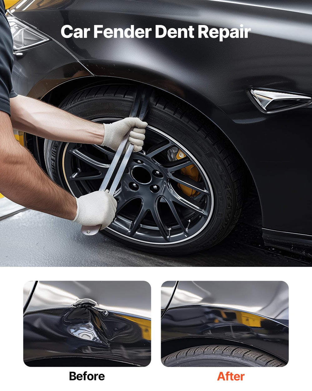 VEVOR Dent Puller Kit airbag in use for panel gap expansion