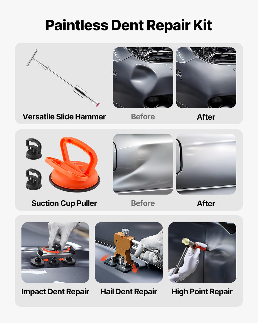 VEVOR dent puller kit dent lifter enables precise pulling on small dents