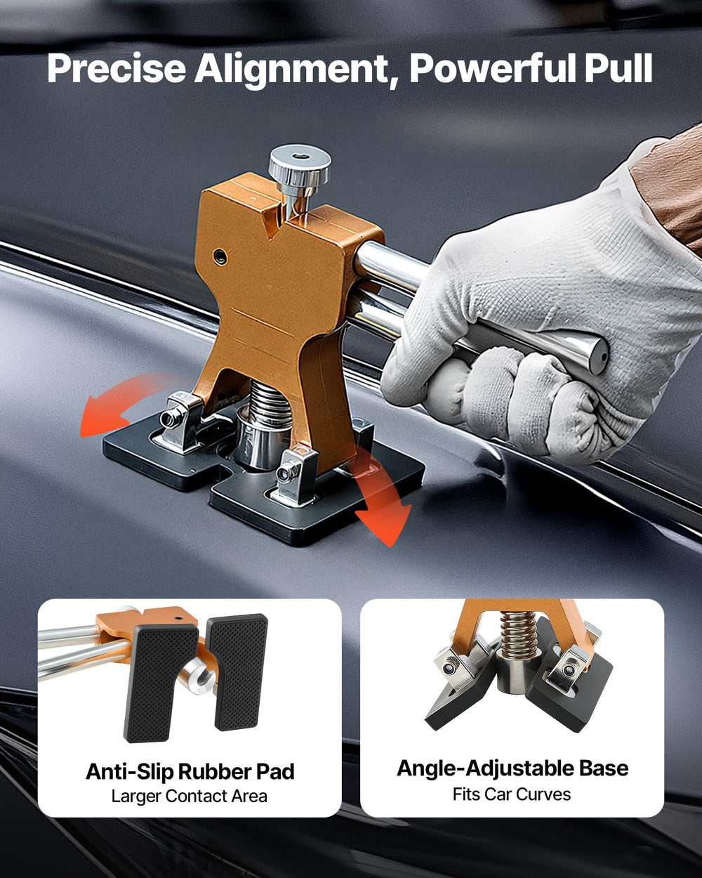 VEVOR glue gun bonding pull tabs to dent for strong adhesion