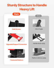 VEVOR lift with adjustable height supports 9.8 to 18.3 inches.